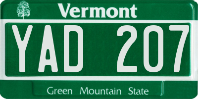 VT license plate YAD207