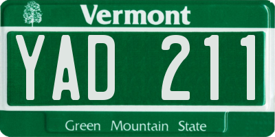 VT license plate YAD211