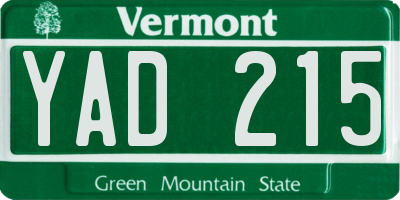 VT license plate YAD215