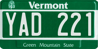 VT license plate YAD221