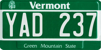 VT license plate YAD237
