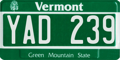 VT license plate YAD239