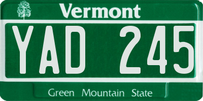 VT license plate YAD245