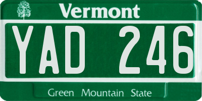 VT license plate YAD246