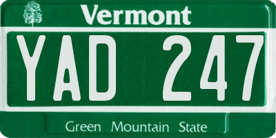 VT license plate YAD247