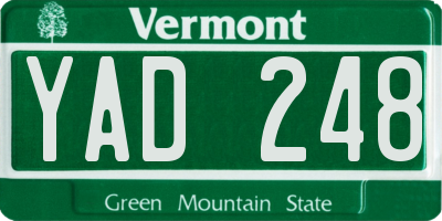 VT license plate YAD248