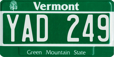 VT license plate YAD249