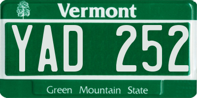 VT license plate YAD252