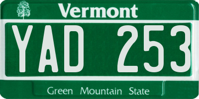 VT license plate YAD253