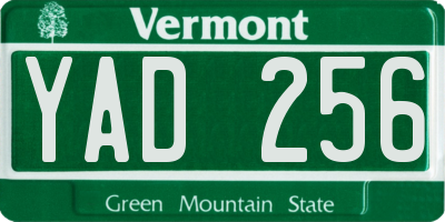 VT license plate YAD256