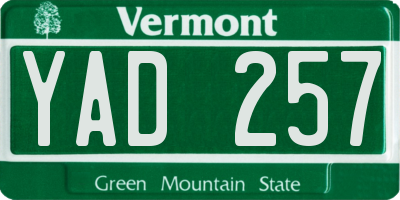 VT license plate YAD257