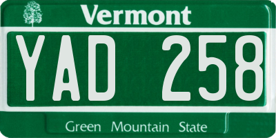 VT license plate YAD258