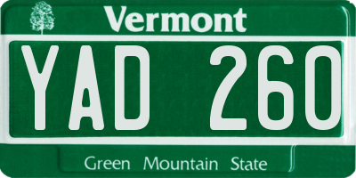 VT license plate YAD260