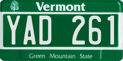VT license plate YAD261