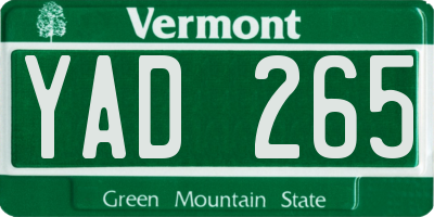 VT license plate YAD265