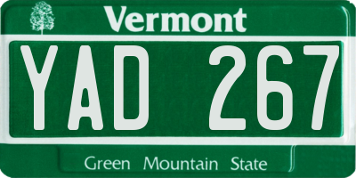 VT license plate YAD267