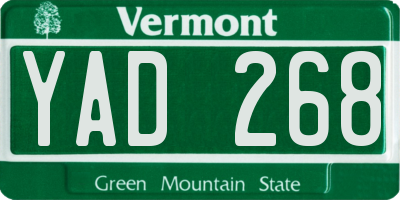 VT license plate YAD268