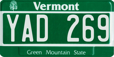 VT license plate YAD269