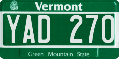 VT license plate YAD270