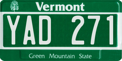 VT license plate YAD271