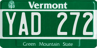 VT license plate YAD272