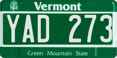 VT license plate YAD273