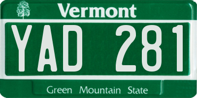 VT license plate YAD281