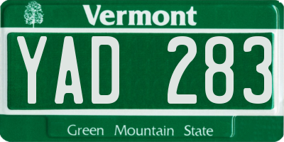 VT license plate YAD283