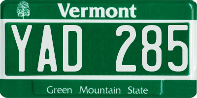 VT license plate YAD285