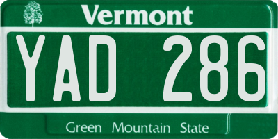 VT license plate YAD286