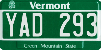 VT license plate YAD293