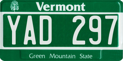 VT license plate YAD297