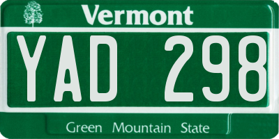 VT license plate YAD298