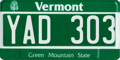 VT license plate YAD303