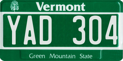 VT license plate YAD304