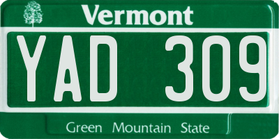 VT license plate YAD309