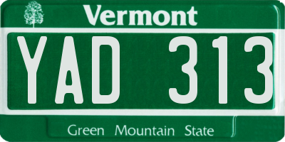 VT license plate YAD313