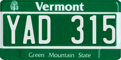 VT license plate YAD315