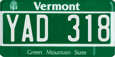 VT license plate YAD318