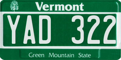 VT license plate YAD322