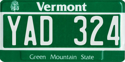 VT license plate YAD324
