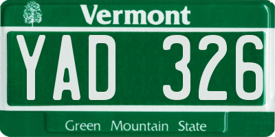 VT license plate YAD326