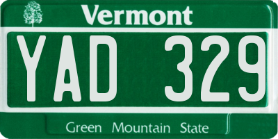 VT license plate YAD329