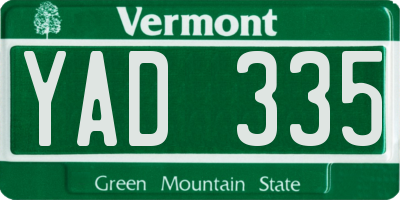 VT license plate YAD335