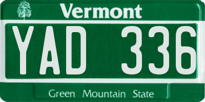 VT license plate YAD336