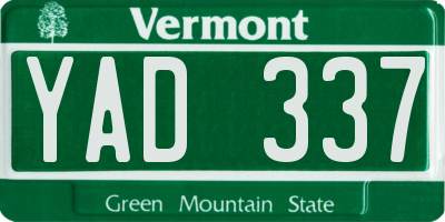 VT license plate YAD337