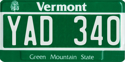 VT license plate YAD340