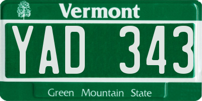 VT license plate YAD343