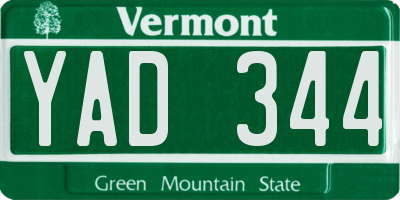 VT license plate YAD344