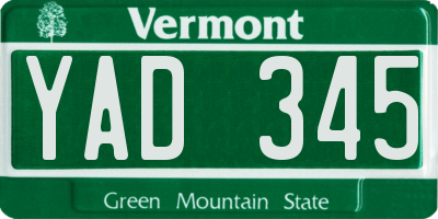 VT license plate YAD345